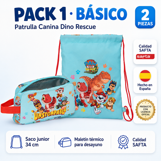 🦖 PACK VUELTA AL COLE · PATRULLA CANINA DINO RESCUE