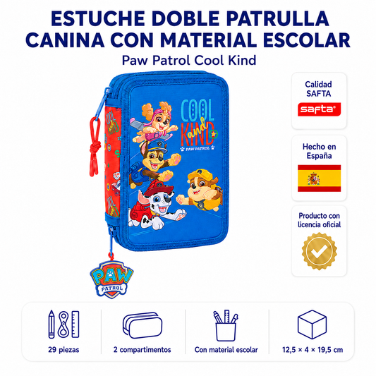 🦖 NOVEDAD 2026 · Estuche Doble Patrulla Canina con Material Escolar