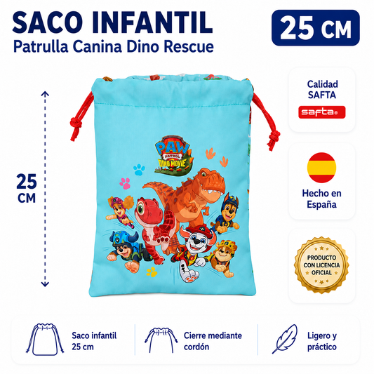NOVEDAD 2026 · Saco Infantil Patrulla Canina Dino Rescue