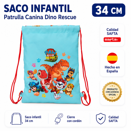 NOVEDAD 2026 · Saco Infantil Patrulla Canina Dino Rescue
