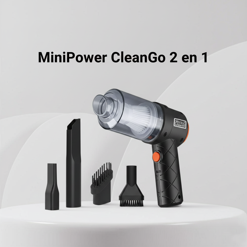 MiniPower CleanGo 2 en 1 - Mini Aspiradora Inalámbrica con Soplado