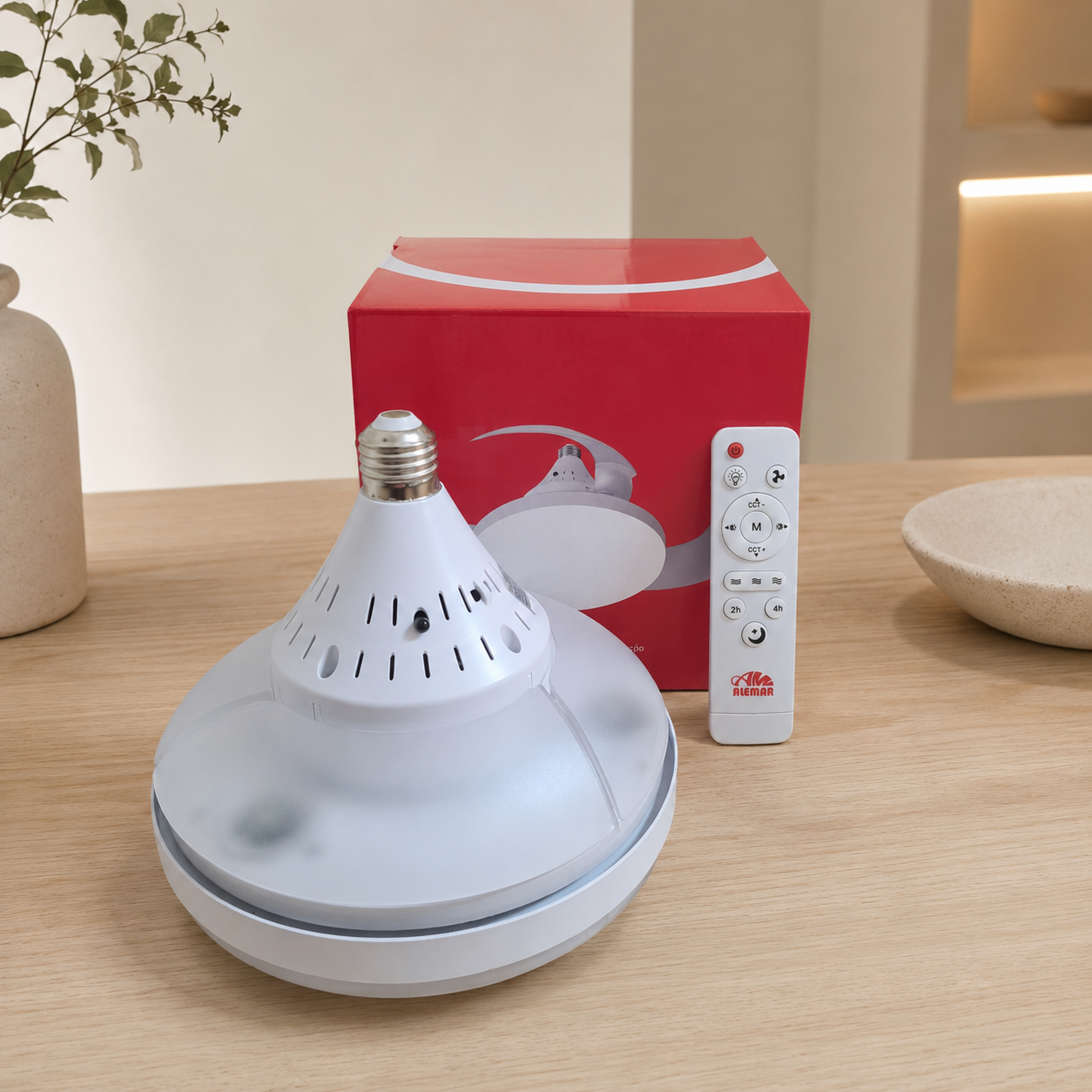 BreezeLight™ Compack - Ventilador de techo con aspas retráctiles y LED, casquillo E27