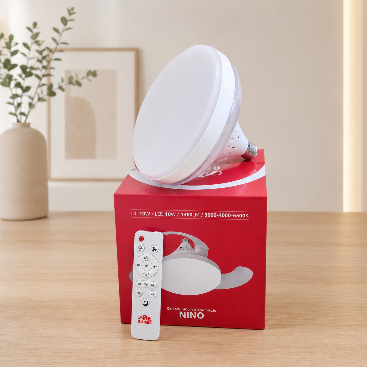 BreezeLight™ Compack - Ventilador de techo con aspas retráctiles y LED, casquillo E27