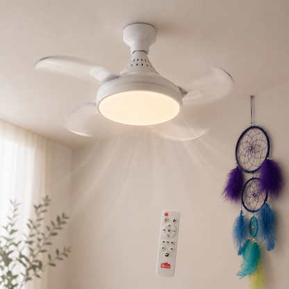BreezeLight™ Compack - Ventilador de techo con aspas retráctiles y LED, casquillo E27