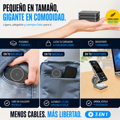 FoldDock™ - 3-in-1 Cargador Plegable
