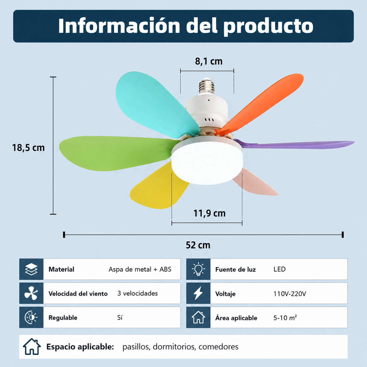 BreezeLight™ Max - Ventilador de techo LED sin instalación