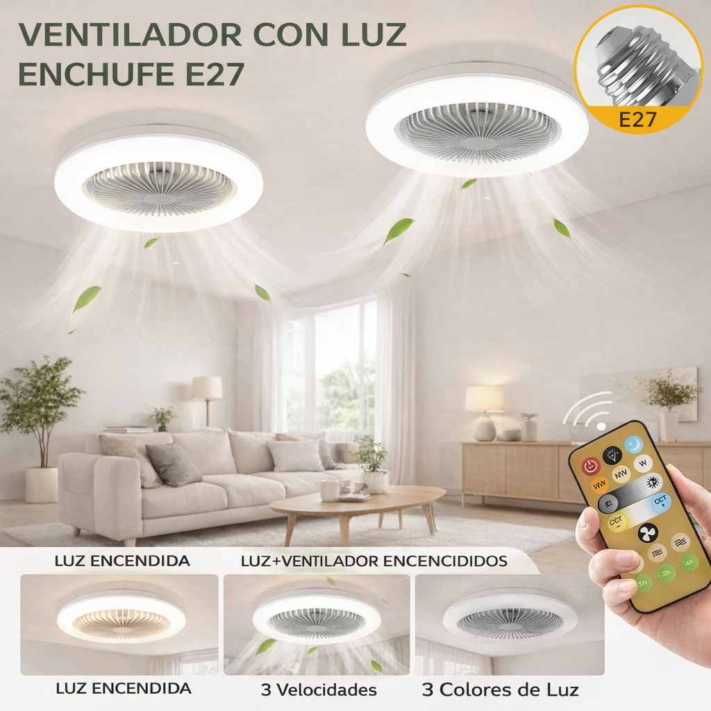 BreezeLight™ - Luz y ventilador en segundos, sin instalación