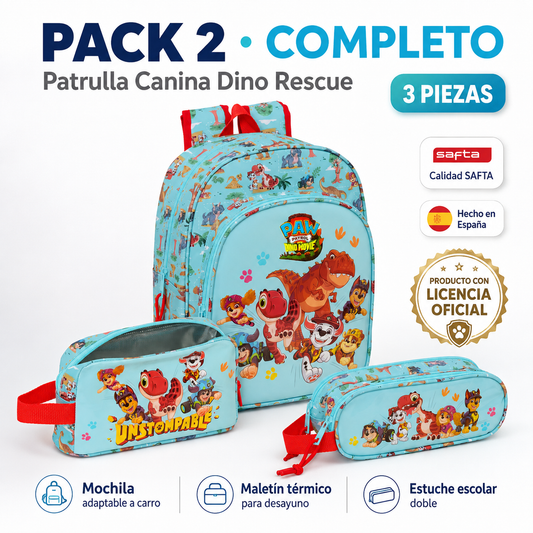 🦖 PACK VUELTA AL COLE · PATRULLA CANINA DINO RESCUE