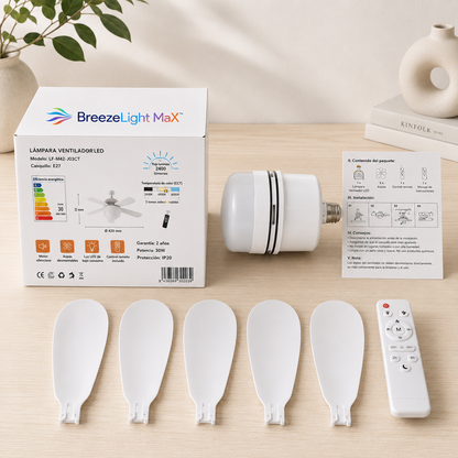 BreezeLight™ Max - Lámpara Ventilador con Aspas -  LED sin Instalación