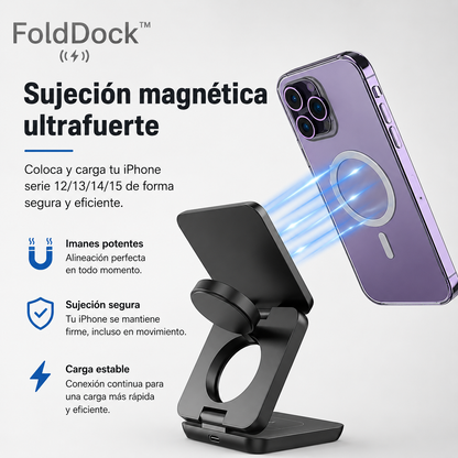 FoldDock™ - 3-in-1 Cargador Plegable