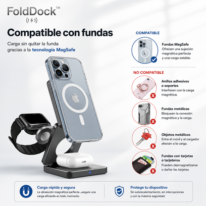 FoldDock™ - 3-in-1 Cargador Plegable