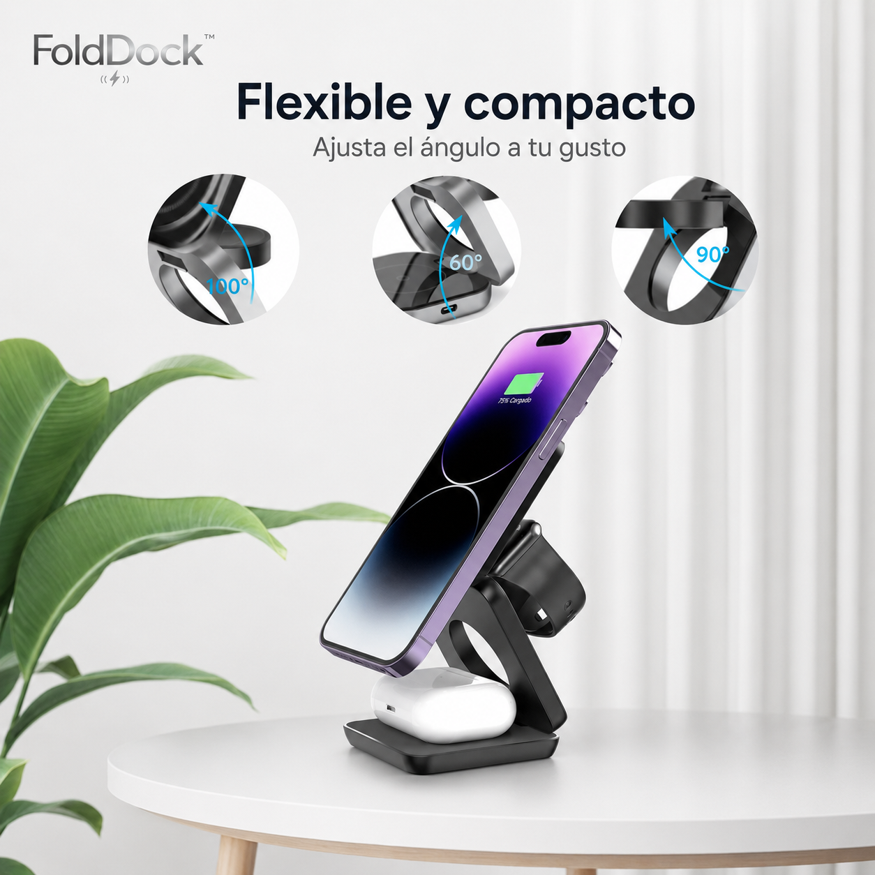 FoldDock™ - 3-in-1 Cargador Plegable
