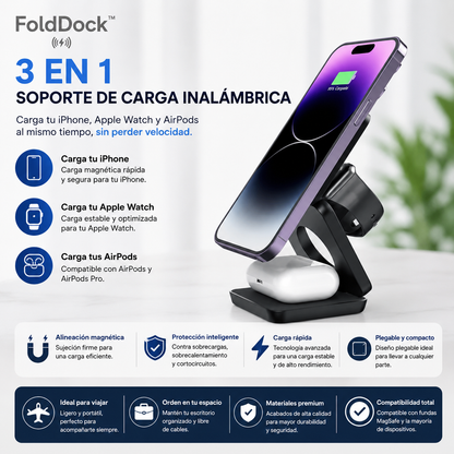 FoldDock™ - 3-in-1 Cargador Plegable