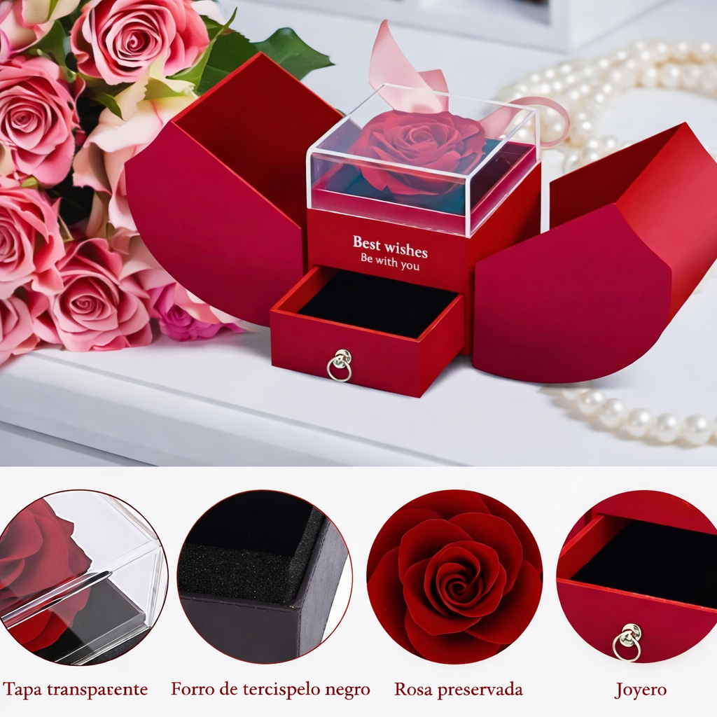 Rosa preservada joyero sorpresa