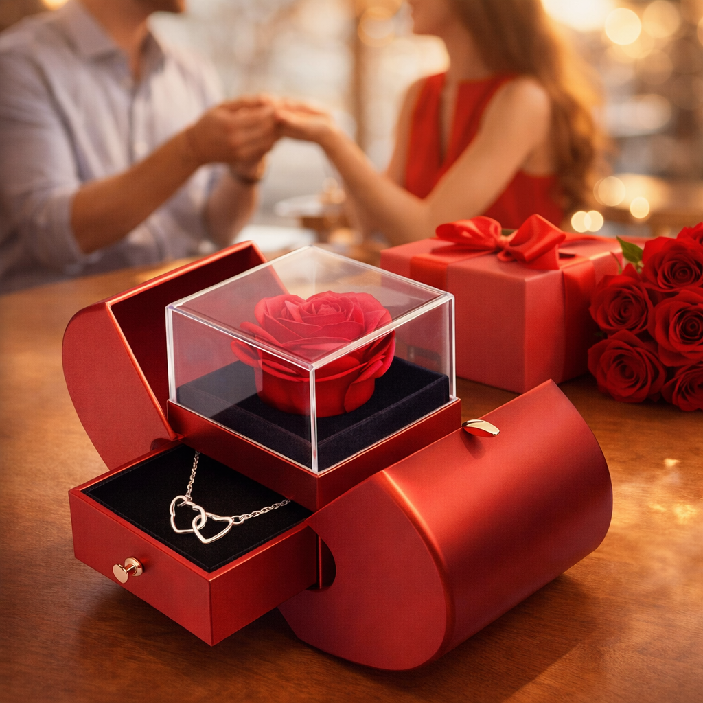 Rosa preservada joyero sorpresa