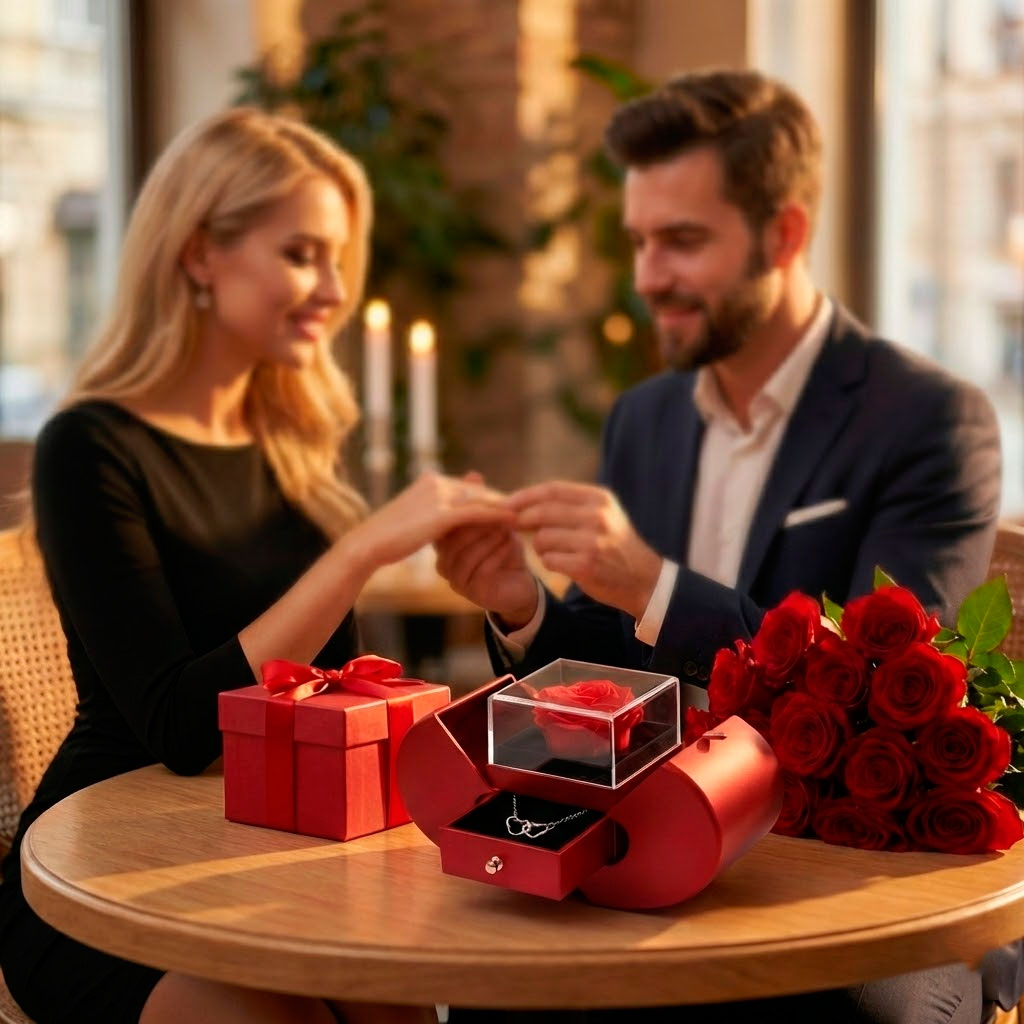 Rosa preservada joyero sorpresa