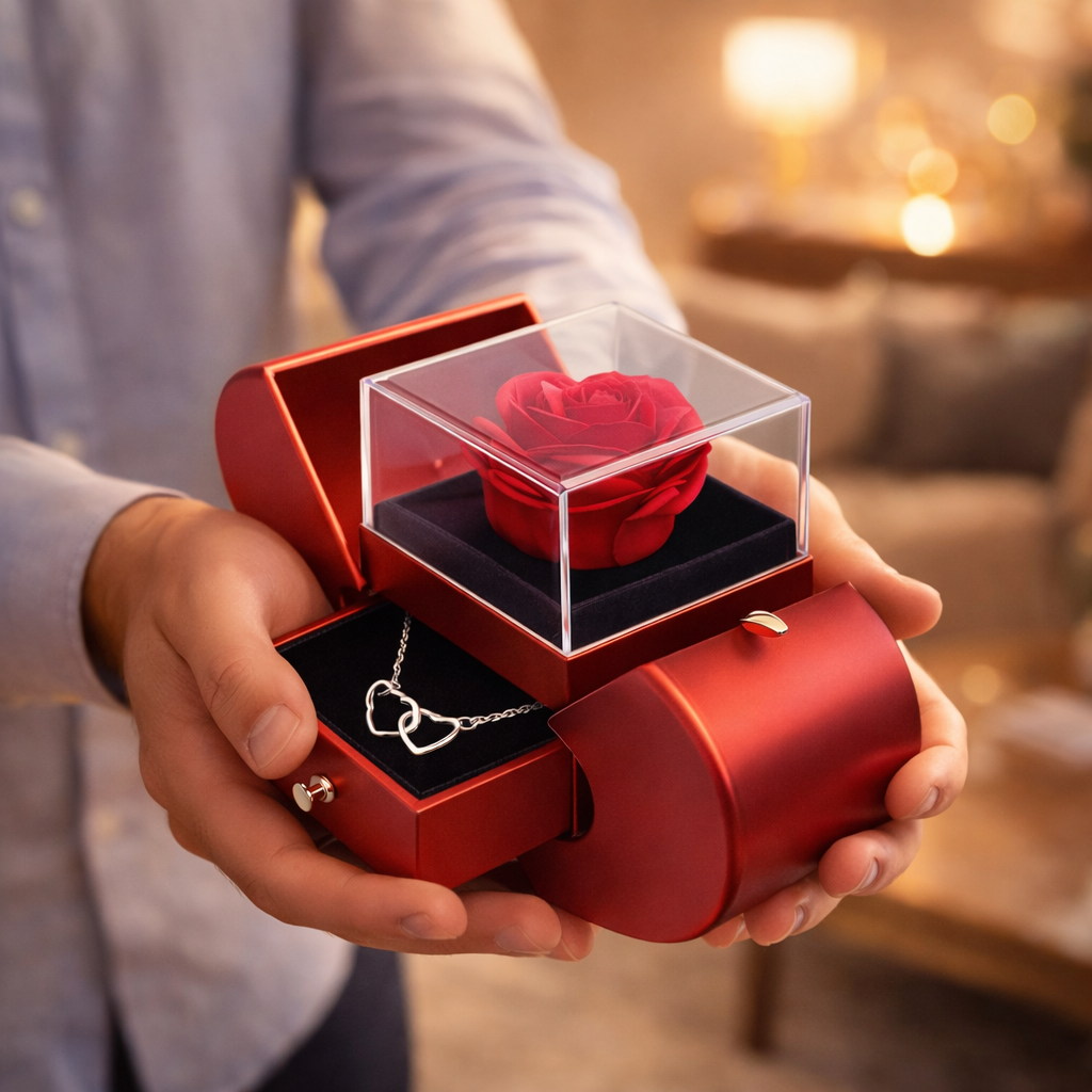 Rosa preservada joyero sorpresa